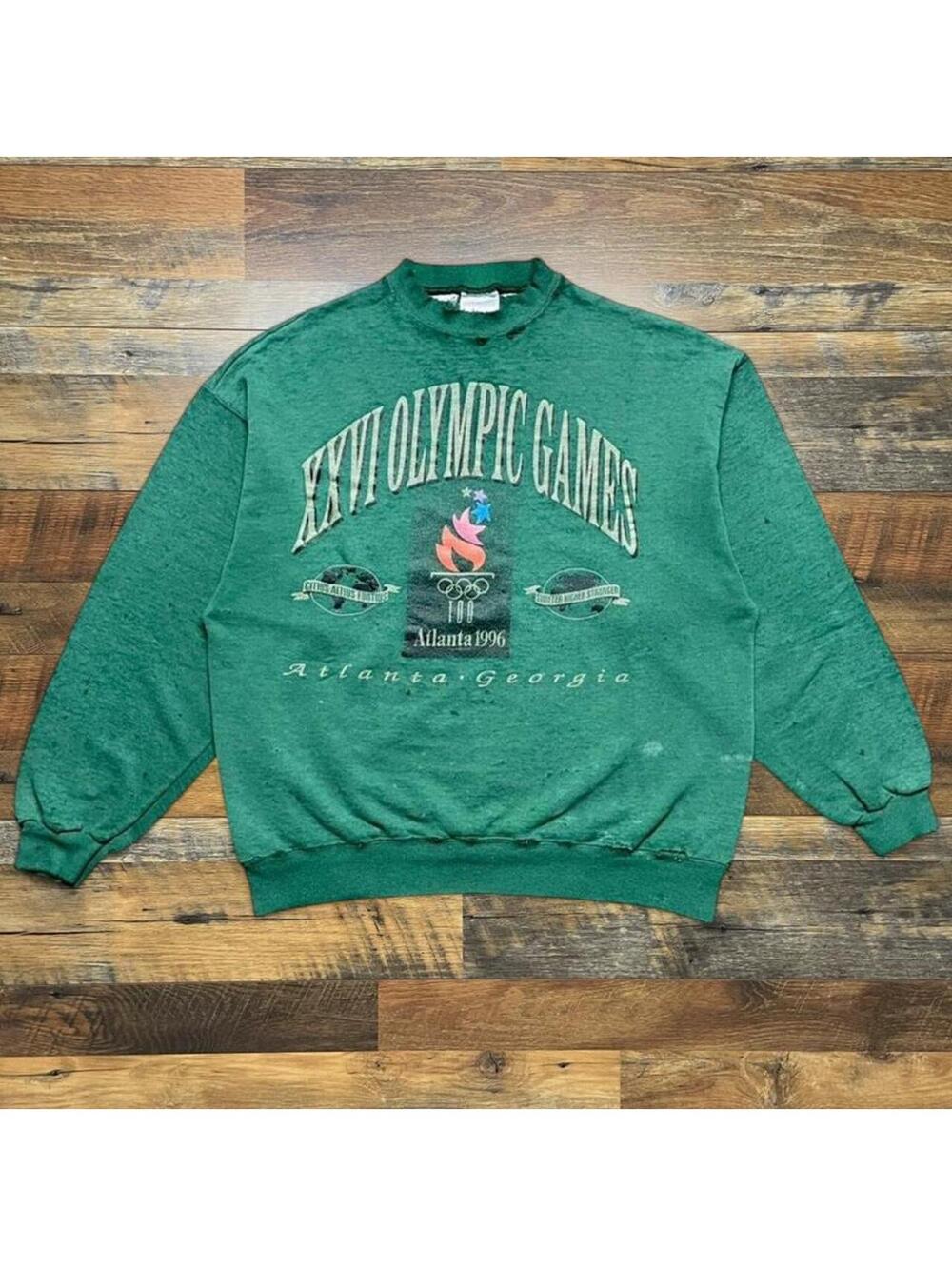 Vintage Atlanta 1996 Olympics Sweatshirt Pullover Size XL Thrashed Faded